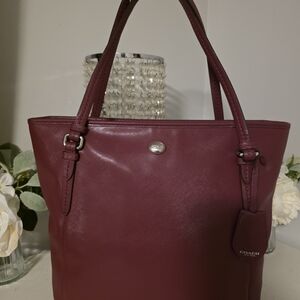 Coach Burgundy Leather Tote Bag
